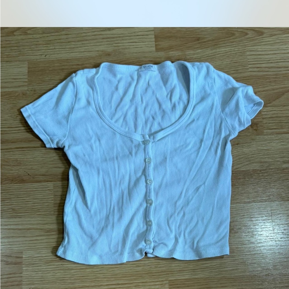 Brandy Melville White Ribbed Top